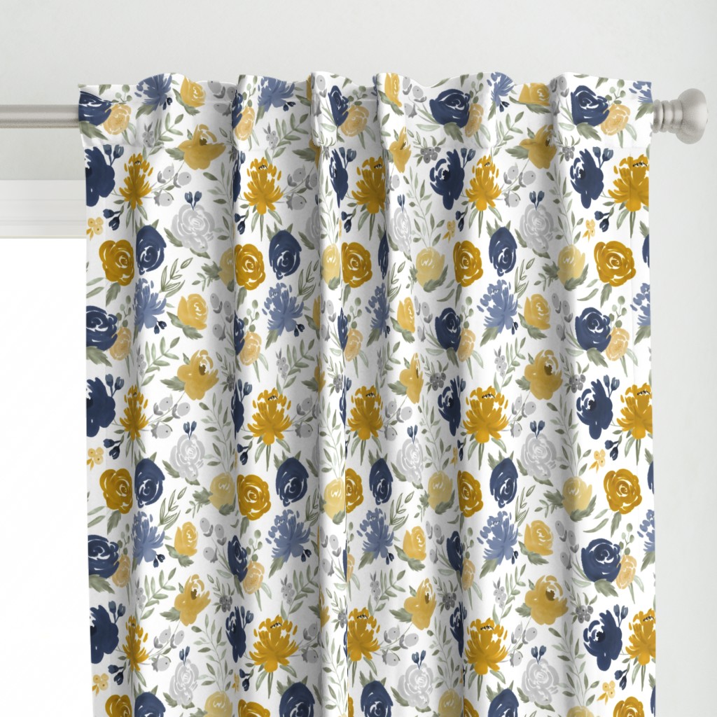 Navy & Mustard Watercolor Floral