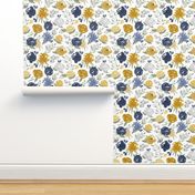 Navy & Mustard Watercolor Floral