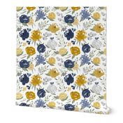 Navy & Mustard Watercolor Floral