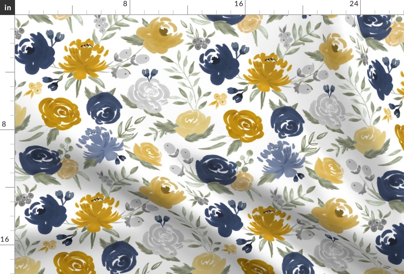 Navy & Mustard Watercolor Floral