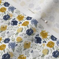 Small Scale - Navy & Mustard Watercolor Floral