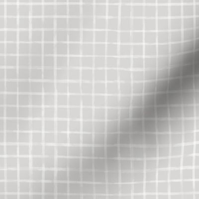 Small Scale White Watercolor Grid on Gray
