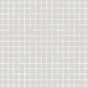 Small Scale White Watercolor Grid on Gray