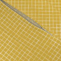 Small Scale White Watercolor Grid on Mustard / Gold