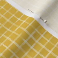 Small Scale White Watercolor Grid on Mustard / Gold