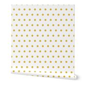 Mustard Polka Dots on White