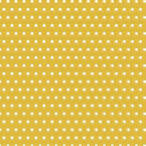 White Polka Dots On Mustard