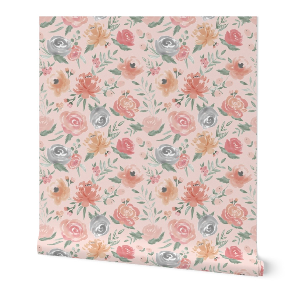 Soft Watercolor Floral on Soft Pink