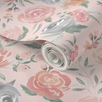 Soft Watercolor Floral on Soft Pink