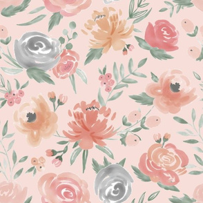 Soft Watercolor Floral on Soft Pink