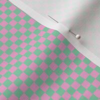 JP12 -Small -  Checkerboard of Quarter Inch Squares in Pastel Green and Peppermint Pink