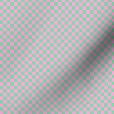 JP12 -Small -  Checkerboard of Quarter Inch Squares in Pastel Green and Peppermint Pink