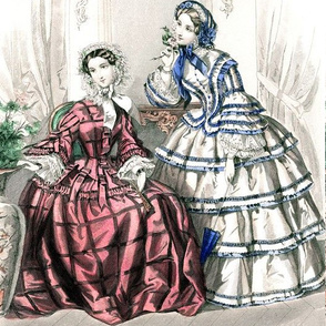 victorian bonnets hats beautiful young woman lady flowers floral lace bows white blue maroon red gowns 19th century parasol curtains furniture leaves vase plants chair room romantic beauty vintage antique elegant gothic lolita egl layered crinoline puffy 