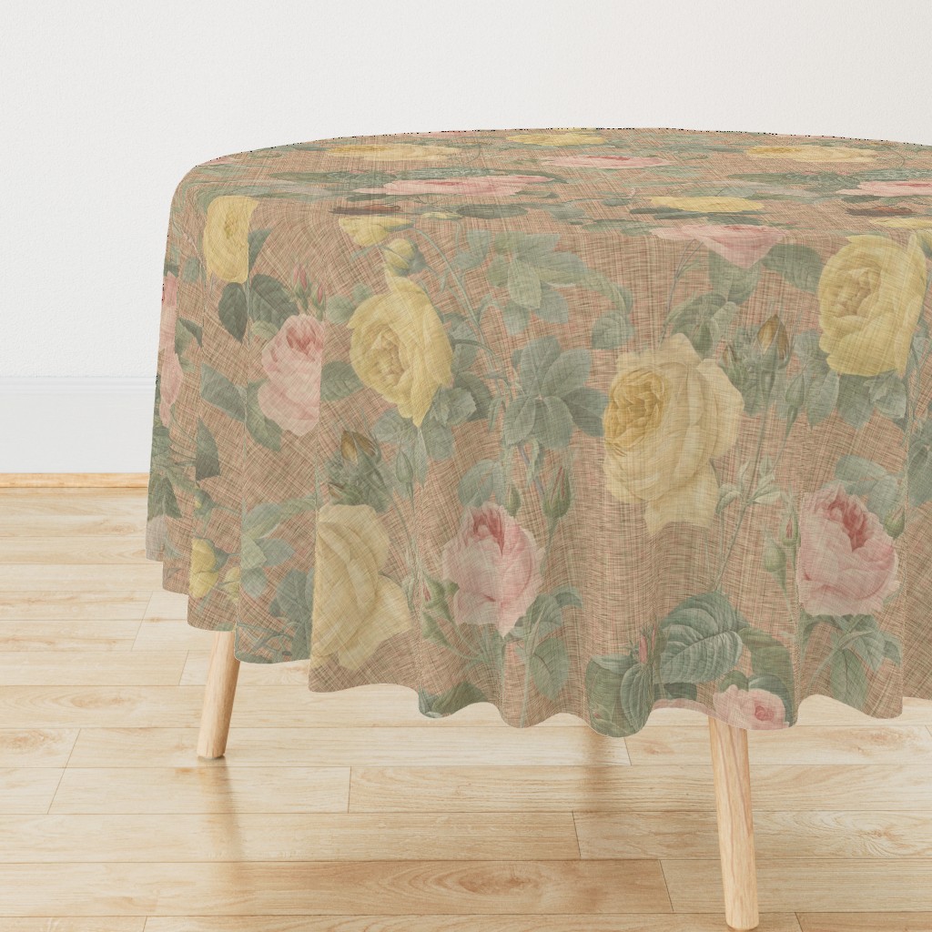 Belles Fleurs ~  Jolie Rayure ~ Faux Persephone Linen Luxe  