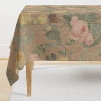 Belles Fleurs ~  Jolie Rayure ~ Faux Persephone Linen Luxe  