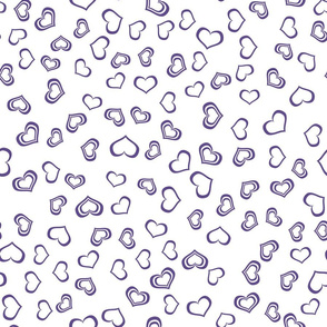 violet hearts on white