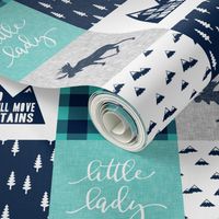 Little Lady - Kid you will move mountains - teal and navy C18BS