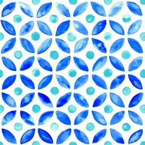 Simple Moroccan Tile - Aqua and Navy