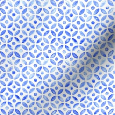Simple Watercolor Moroccan Tile - Indigo 