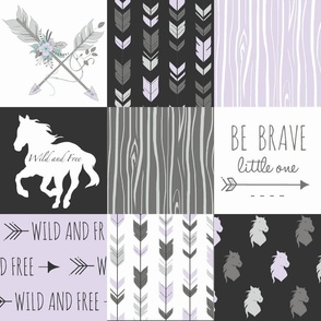 Horse Patchwork - Be Brave - Lavender and Black