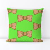 Tempo's  orange bow tie on green