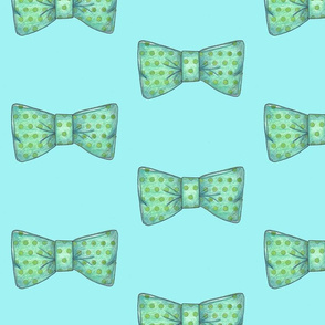 Aqua dot bow fabric on aqua