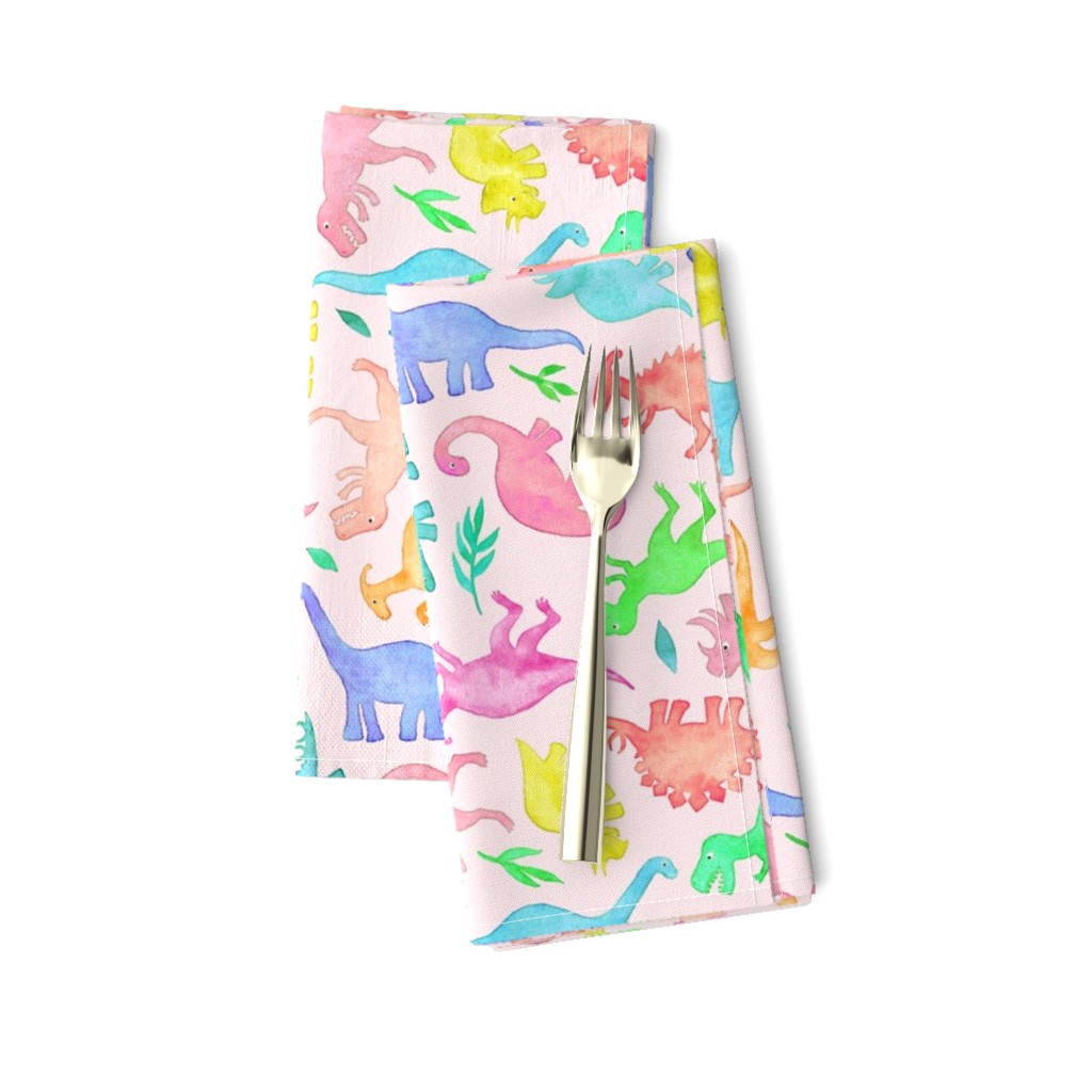 Ditsy Dinos in Summer Pop Colors on Blush Pink - large