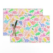 Ditsy Dinos in Summer Pop Colors on Blush Pink - large