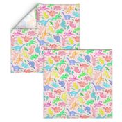 Ditsy Dinos in Summer Pop Colors on Blush Pink - large