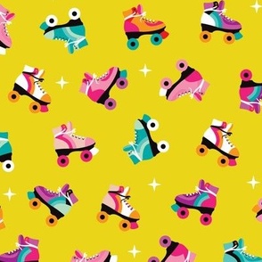 Fun colorful retro roller skates disco fun vivid illustration print MEDIUM