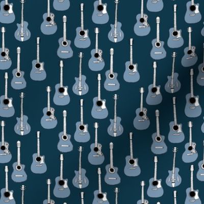 Little rockstar guitars and bass guitar illustration musical instrument music pattern gender neutral blue winter