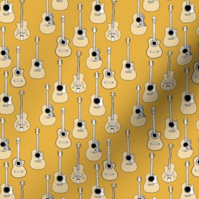 Little rockstar guitars and bass guitar illustration musical instrument music pattern gender neutral yellow