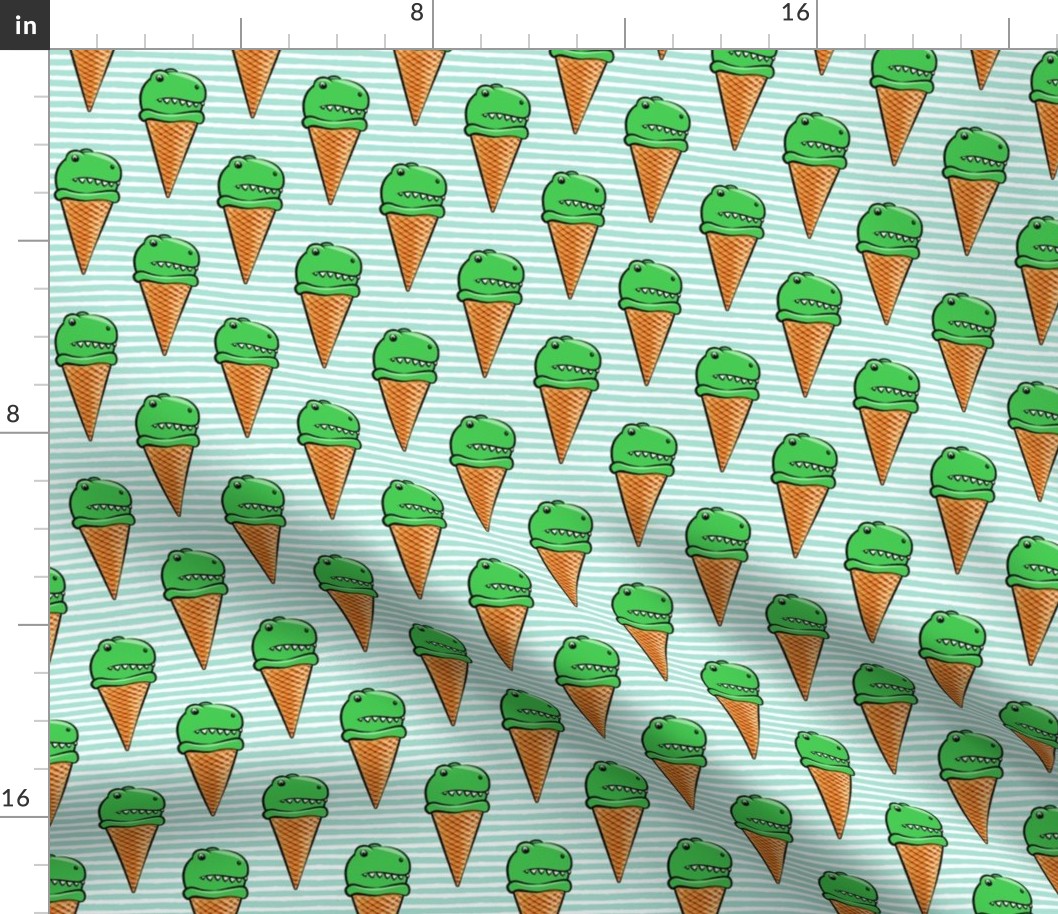 trex icecream cones - dinosaur icecream - aqua stripes