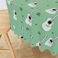 Little rockstar guitars and musical notes guitar illustration instrument music pattern green LARGE