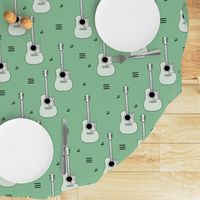 Little rockstar guitars and musical notes guitar illustration instrument music pattern green LARGE