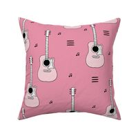 Little rockstar guitars and musical notes guitar illustration instrument music pattern pink LARGE