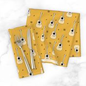 Little rockstar guitars and musical notes guitar illustration instrument music pattern yellow