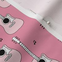 Little rockstar guitars and musical notes guitar illustration instrument music pattern pink