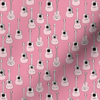 Little rockstar guitars and bass guitar illustration musical instrument music pattern girls pink