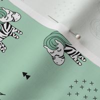 Sweet dreaming zebra illustration adorable kawaii pattern green