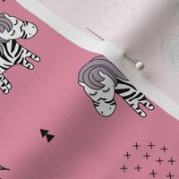 Sweet dreaming zebra illustration adorable kawaii pattern pink girls