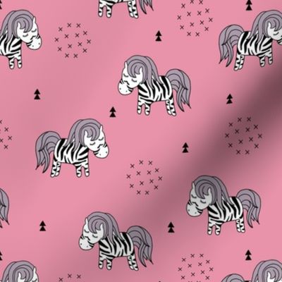 Sweet dreaming zebra illustration adorable kawaii pattern pink girls