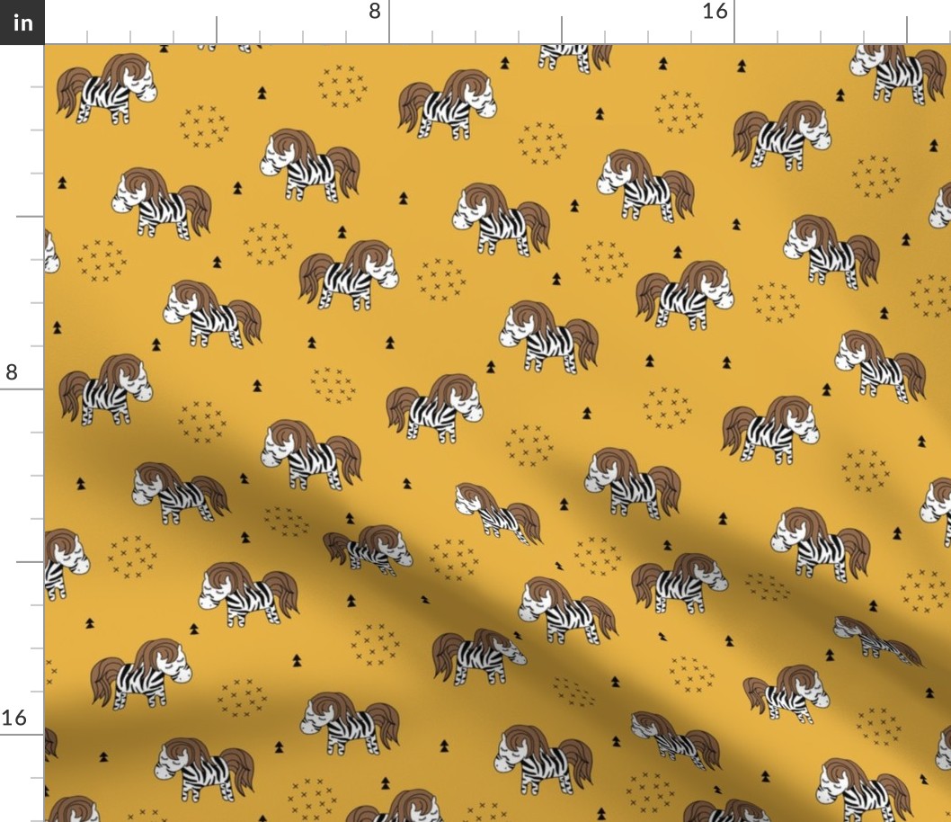 Sweet dreaming zebra illustration adorable kawaii pattern mustard yellow