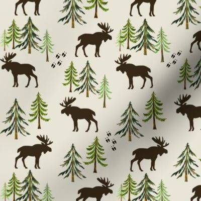 Forest Moose Tracks - Woodland Pine Trees - SMALL SCALE C