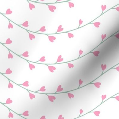 Pink Heart Flowers (white)