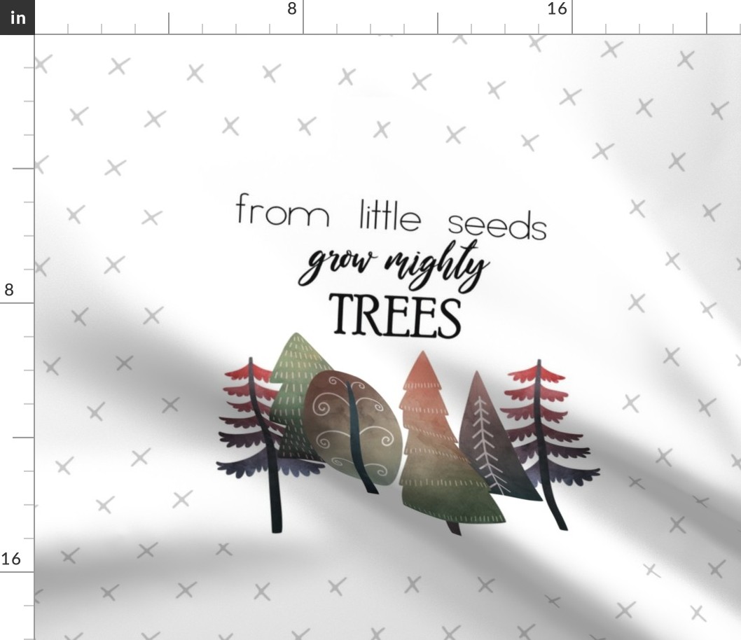 18X21" RED From Little Seed Grow Mighty Trees - Pillow Panel - KONA SIZE