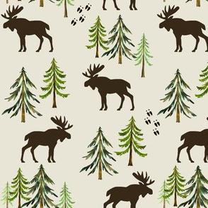 Forest Moose Tracks - Woodland Pine Trees - MEDIUM SCALE B