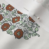 Burnt Orange Mughal Flower indian block print flowers