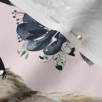 21" Black and White Owl - Blush
