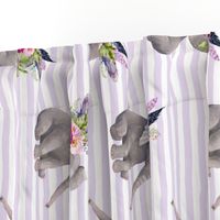 14" Boho Lilac Elephant - Lilac Stripes - 90 Degrees